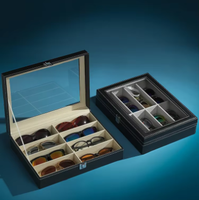 Étui de rangement pour lunettes de soleil de grande capacité en cuir PU haut de gamme vitrine pour lunettes haut de gamme pour le stockage de bijoux de qualité supérieure