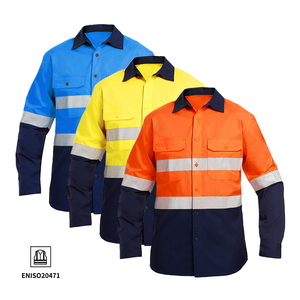 Chemise de travail de sécurité haute visibilité réfléchissante personnalisée avec logo en coton pour la circulation routière, l'exploitation minière, le charbon, le mécanicien, la construction industrielle, la sécurité - Product Image 1