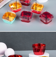 Quadratische, dicke, goldrandige, folienbeschichtete, fettdichte, hitzebeständige Einweg-Backförmchen für Kuchen, Törtchen, Puddings, Hochzeiten und Partys