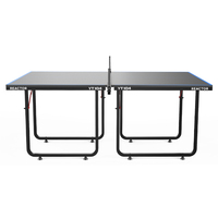 Table de tennis de table d'intérieur de taille moyenne avec filet et poteaux à serrage rapide, table d'intérieur pliable noire et bleue