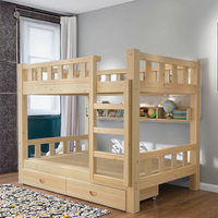 Lit superposé moderne en bois de pin massif de taille double avec rangement pour enfants et mères pour la maison ou les meubles de chambre à coucher d'hôtel