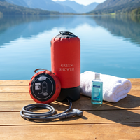 BAOLONG PW1027 Sac de douche portable pliable en bâche PVC 11L avec pompe à pied à pression pour le camping, la randonnée et les voyages en extérieur