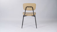 Chaise de salle à manger rembourrée moderne, siège rembourré beige, cadre en métal, dossier côtelé, pour café, restaurant, cuisine