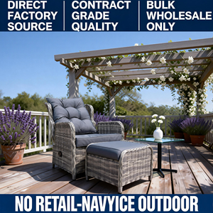 Factory Direct Whole Sale Infinity-Position Outdoor Rattan Recliner: Gas-Lift Assisted Lounge Chair with Footrest & Coffee <b>Table</b> - Product Image 2