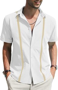 Camicia di lino da uomo estiva con Design cubano Shagua <span class=keywords><strong>Abella</strong></span> a manica corta Casual stile bavero per la primavera - Product Image 6
