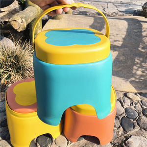 Portable <b>Plastic</b> <b>Stool</b> For Kids Thickened Bathroom <b>Stool</b> Low Chair Mixed Color 22x23.5cm Child Use - Product Image 4