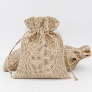wholesale personalized reusable jute drawstring bag packaging burlap jewelry bags small muslin pouch for promotion