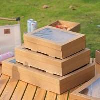 Cajas Rígidas de Papel Kraft Biodegradables y Ecológicas Reciclables con Ventana para Papas Fritas, Pollo, Hamburguesas, Frutas, Ensaladas, Sándwiches y Alimentos