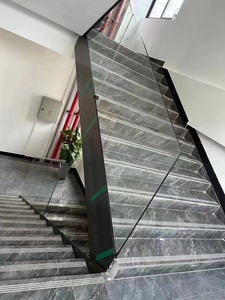 Ringhiera per Scale <span class=keywords><strong>in</strong></span> Alluminio Nero con Balaustra <span class=keywords><strong>in</strong></span> Vetro Stile Cinese, Funzione di Sicurezza, Installazione a Parete o su Terrazza, Fai-da-Te per Hotel - Product Image 6