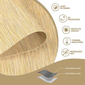 ZHENPIN pelindung UV tanpa kabel Roller tirai penyaringan cahaya tekstur kayu jendela nuansa imitasi kain bambu Built-in - Product Image 3