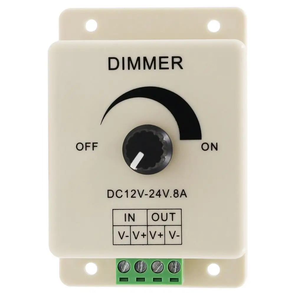 LED Dimmer DC 12V 24V 8A Sakelar Pengontrol Peredup Kecerahan Dapat Disesuaikan untuk Lampu Bohlam Lampu Driver Lampu Warna Tunggal