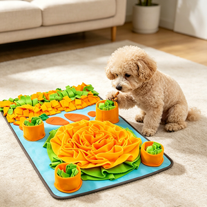 Tapis de reniflement pour chiens, jouet de puzzle interactif pour animaux de compagnie, stimulation mentale, distributeur de nourriture lent, jeu d'enrichissement et d'entraînement en feutre doux - Product Image 6