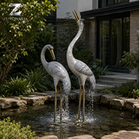 Fuente de Agua Moderna con Escultura de Grulla de Acero Inoxidable, Decoración de Jardín Exterior, Fabricante de Estatuas de Animales Personalizadas
