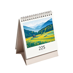 <span class=keywords><strong>Calendrier</strong></span> de bureau personnalisé 2026 avec impression artistique, paysage de montagne, reliure spirale - Product Image 2
