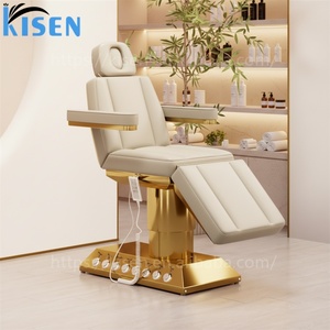 KISEN Electric Facial Bed Professional Stainless Steel Gold 4 Motors Curved Salon Spa Lash Bed Massage <b>Table</b> Facial Beauty Bed - Product Image 2