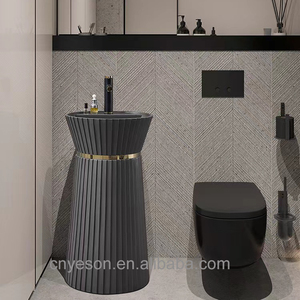 Lavabo autoportant en résine de pierre artificielle moderne Yeson Home Hotel, lavabo en surface solide pour salle de bain - Product Image 2