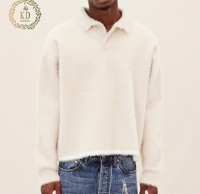 Pull en maille pour homme KD Knitwear Manufacturer, à manches longues, en mohair brossé et fausse fourrure, avec poignets côtelés personnalisés et ourlet contrastant, effet duveteux