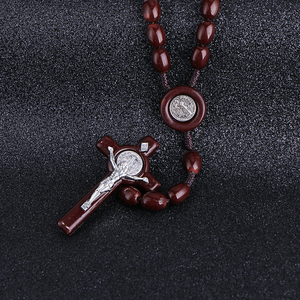 Collier de prière catholique vintage Komi, perles religieuses, collier <span class=keywords><strong>long</strong></span> unisexe, <span class=keywords><strong>pendentif</strong></span> croix de Jésus - Product Image 4
