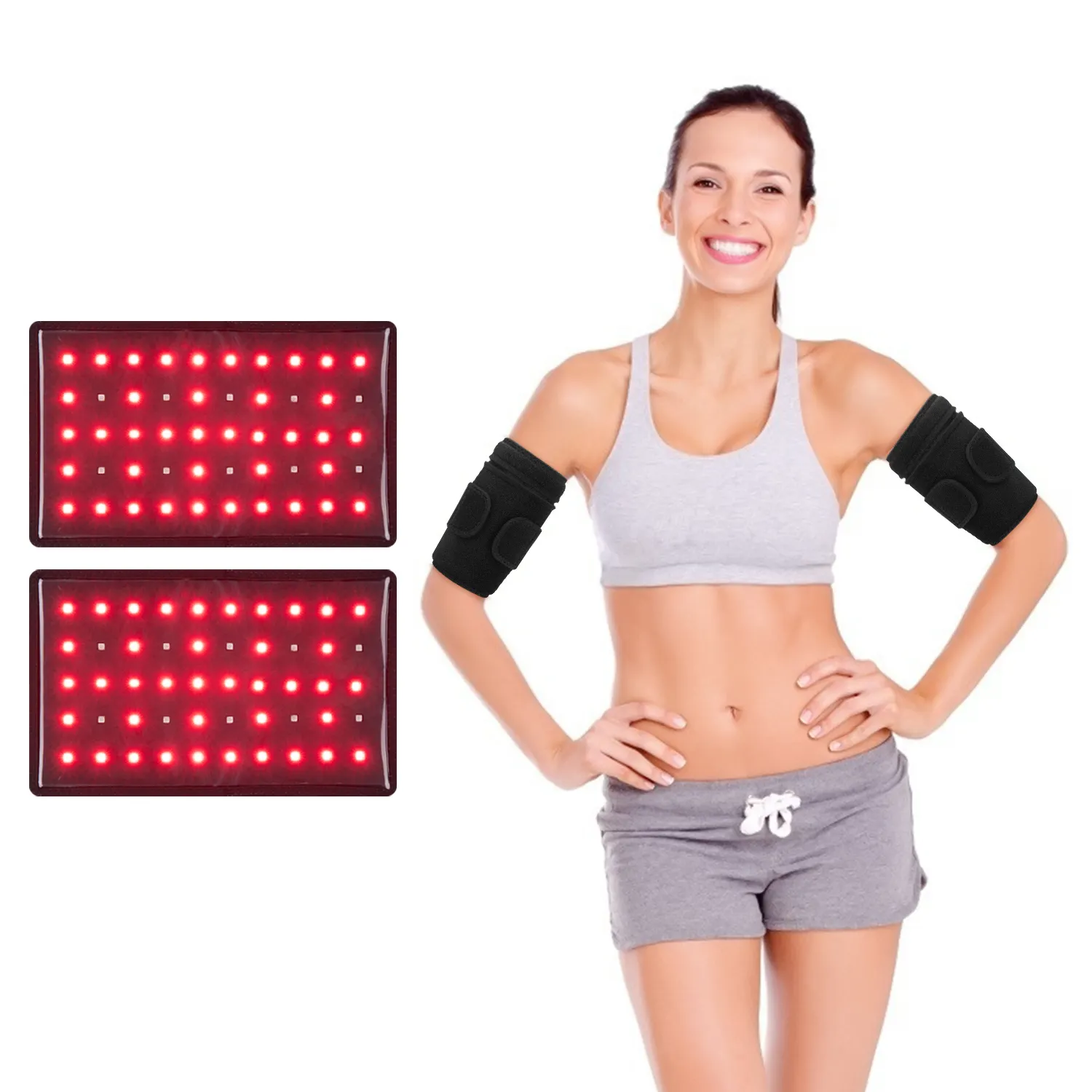 2PCS Pack Joints Muscle Pain Relief Heating Wrap and Slimming Arm Belt Knee Pad Infrared Red Light Therapy