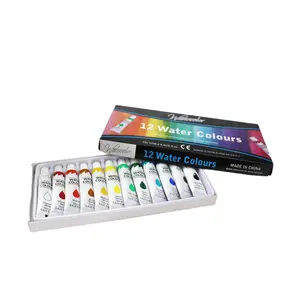 2023 Hot model 12 colors acrylic watercolor paint set aluminum tube custom color box packaging