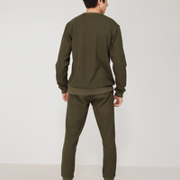 Conjuntos Deportivos de Alta Calidad con Logotipo Personalizado, Casuales, Tejidos, Transpirables, de Poliéster/Algodón para Hombre, Ropa de Ejercicio de Manga Larga con Patrón Sólido