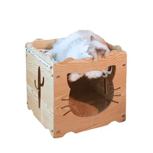 Nouveau produit 2023 Cage à chat de haute qualité, armoire en bois empilable, fermée, cadre d'escalade pour chien et chat, lit pour animaux de compagnie, maison
