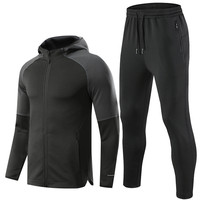 Ensemble de survêtement à manches longues automne/hiver pour homme, avec capuche, idéal pour l'entraînement de football et de basketball, veste stylée