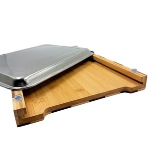 Planche à découper en bambou avec plateau en acier inoxydable, multifonctionnelle, pour usage domestique, forme rectangulaire - Product Image 1