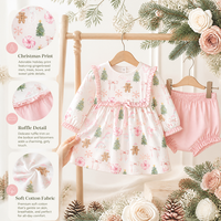 Puresun Ensemble de vêtements de Noël pour bébé fille, robe à manches longues et bloomers imprimés bonhomme en pain d'épices et arbre, tenues de fête de boutique