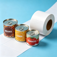 Rouleau d'étiquettes autocollantes en vinyle écologique durable, résistant à l'eau et à l'huile, pour emballages de boîtes de conserve métalliques