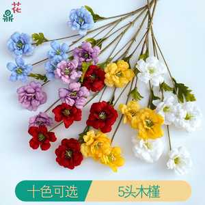 ดอกชบาฤดูใบไม้ผลิ 5 หัว ดอกไม้ประดิษฐ์ 73 ซม. สีชมพู ดอกไม้ผ้าไหม ตกแต่งงานแต่งงาน - Product Image 2