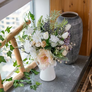 Bouquet de fleurs artificielles CallaFloral en tissu tissé plastique pour mariage et décoration intérieure CF01456 - Product Image 1