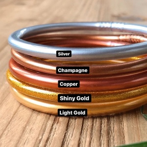 Pulsera de silicona con símbolo de la suerte, brazalete budista de color dorado claro, estilo tibetano - Product Image 6