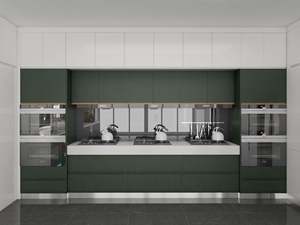 Îlot de cuisine modulaire sur mesure de style moderne, finition brillante, contreplaqué, panneau mélaminé, évier en acier inoxydable pour meubles de maison, appartements - Product Image 6