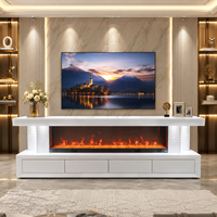 Meistverkaufter Weißer Luxus-TV-Ständer mit Elektrischem Kamin und Downlights Bluetooth-Lautsprecher Unterhaltungscenter Meuble
