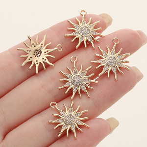 Sun Pendant 18K Gold Plated <b>Copper</b> Star Shape DIY Jewelry Findings For <b>Bracelet</b> Making - Product Image 3