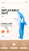 Costume de requin gonflable bleu taille adulte pour fête d'Halloween - Matériel EVA, taille unisexe personnalisable