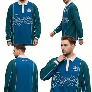 Uniforme de Fútbol Personalizado al por Mayor OEM, 100% Algodón, Polo de Manga Larga con Estampado Completo, Ropa Deportiva Informal, Jersey de Fútbol Americano - Product Image 5