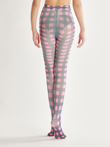 Medias <span class=keywords><strong>de</strong></span> Diseño Geométrico a Cuadros, Estilo Británico, Tartán, Semitransparentes, Estampadas, para Mujer - Product Image 6