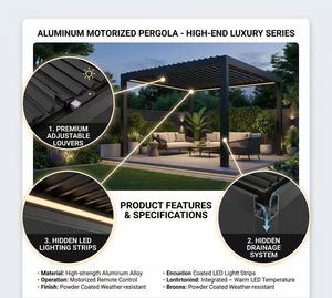 Pérgola <span class=keywords><strong>de</strong></span> Aluminio <span class=keywords><strong>para</strong></span> Exteriores Personalizable, Retráctil y Motorizada, Bioclimática con Accesorio LED Opcional - Product Image 5