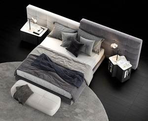 Nieuw Italiaans Bedmeubilair Set Breed Hoofdeinde Ontwerp Lawrance Kingsize Bed Nubuck Stof Fashion Villa Slaapkamer Tweepersoonsbed - Product Image 3