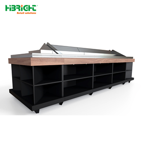 Highbright Durable Wooden Vegetable Display Rack with <b>Plastic</b> <b>Crates</b> for Supermarket & Grocery Stores - Product Image 6