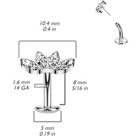 ASTM F136 flottant titane Marquise Zircon clouté fleur sans fil Push In corps Piercing bijoux nombril anneau pour les femmes
