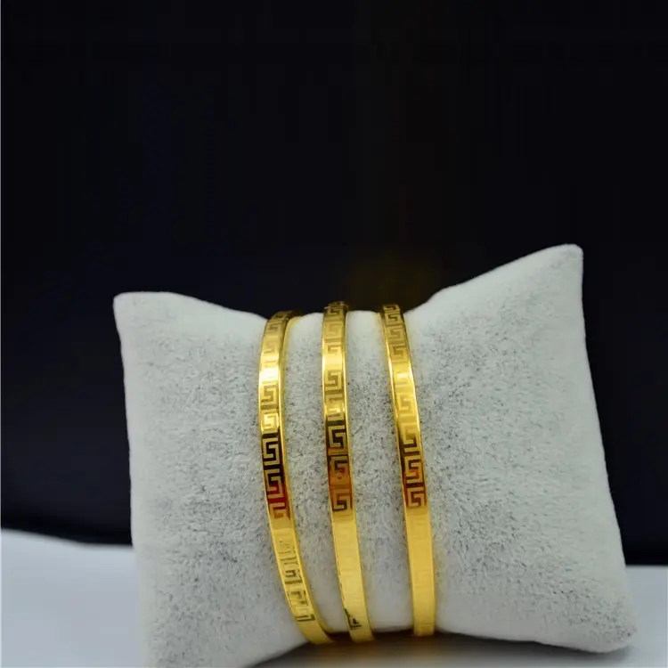 Perhiasan Guangzhou Gelang Berlapis Emas Arab 24 Karat, Grosir Gelang Desain Sederhana Dubai untuk Wanita