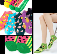 Chaussettes courtes respirantes tendance pour femmes, chaussettes amusantes en tricot à motifs de fruits, pour un usage quotidien