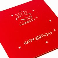Tarjeta de Cumpleaños 3D Pop-Up con Diseño de Pastel, 15x15cm, Tarjeta de Felicitación Cuadrada de Papel con Relieve y Estampado Dorado