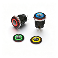 12mm en métal bouton-poussoir autobloquant interrupteur d'alimentation interrupteur étanche noir interrupteur à bouton-poussoir en métal