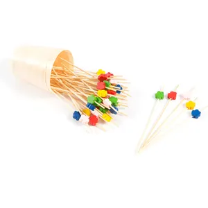 Wholesale Wooden Flower Bead Bamboo Cocktail Picks Skewers Stick