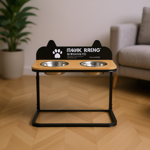 Support de gamelles doubles en acier inoxydable Itaik Reeng pour chiens et chats, pour nourriture et eau, utilisation intérieure - Product Image 2