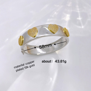 D929 Anelli a Polsino Larghi Hip Hop per Donna e Uomo, Set di Gioielli in Ottone con Design a Stella e Cuore, Anello Aperto con Zirconi - Product Image 3